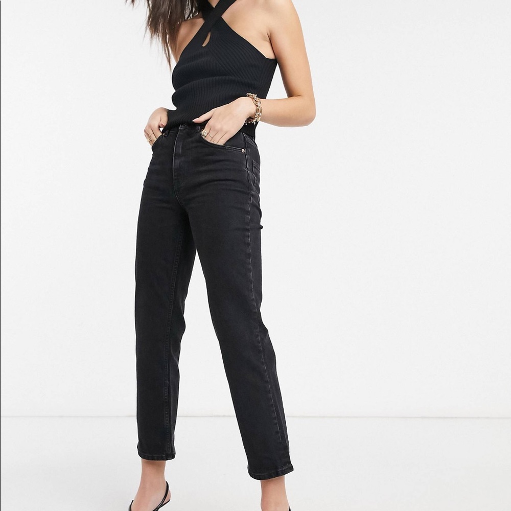 ASOS high rise stretch ‘slim’ straight leg jeans